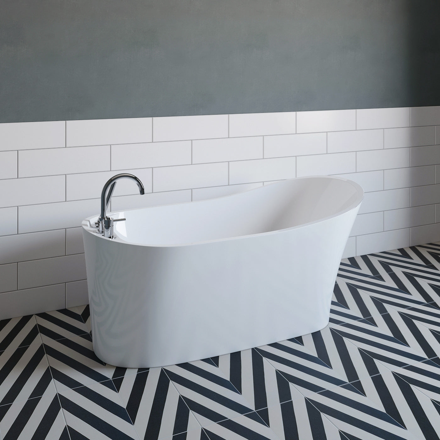 Melbourne White High-gloss Reversible Drain Acrylic Free-standing Tub ...
