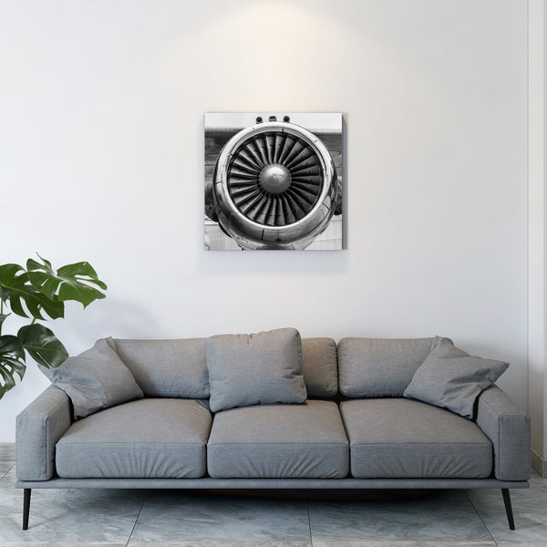 Fly Plane 30x30 Black & White Premium Quality Canvas Wall art