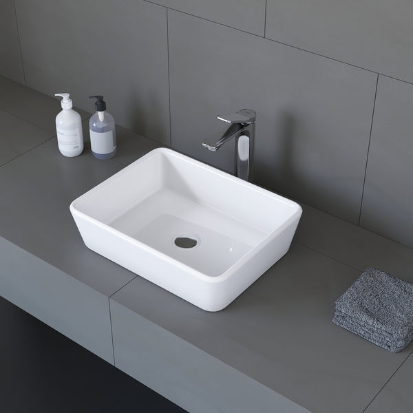 Jorge Ceramic Over the Counter Glossy White Sink