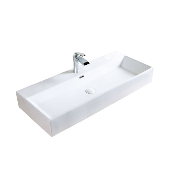 Lindy Ceramic Over the Counter Glossy White Sink