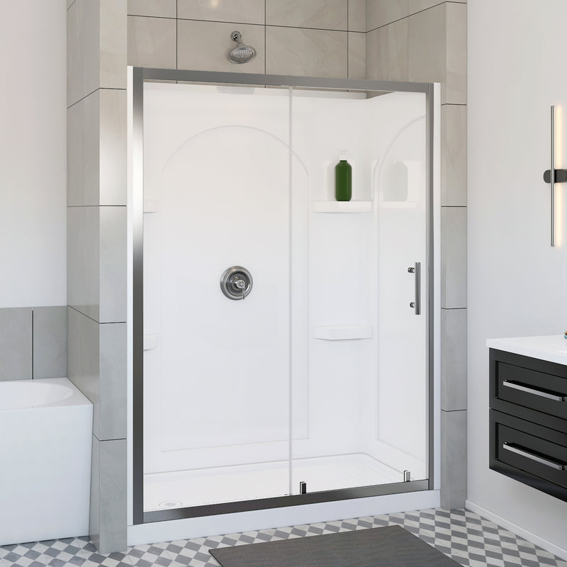 Marion Polished Chrome Rectangular Alcove Sliding Door Shower