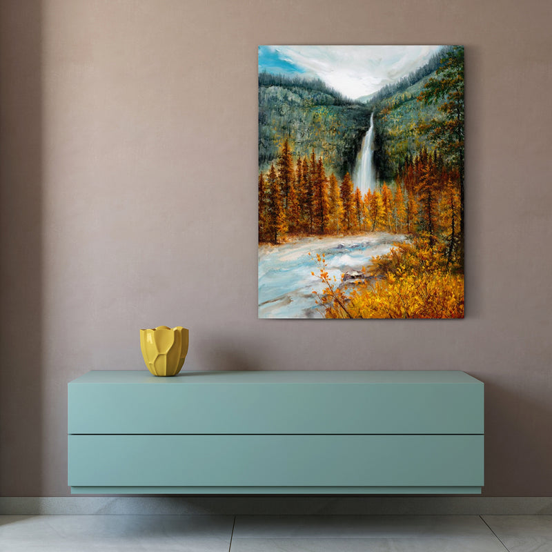 Mountain cascade 36x45 Hand painted Premium Quality Canvas Wall art