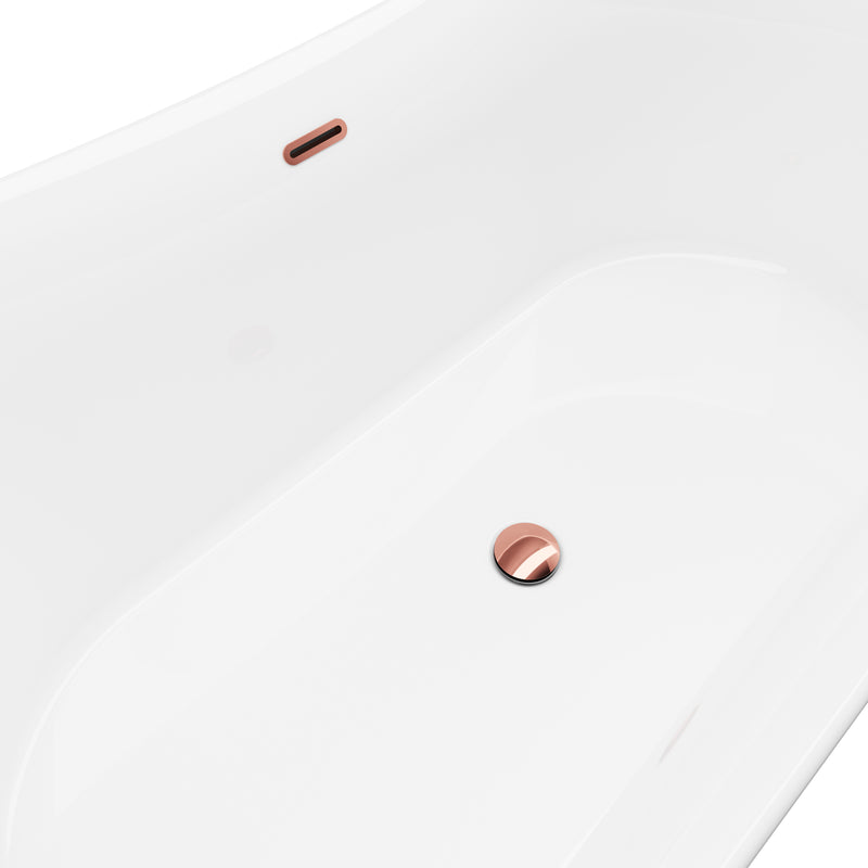 Arvo White High-gloss  Center Drain Acrylic Free-standing Tub