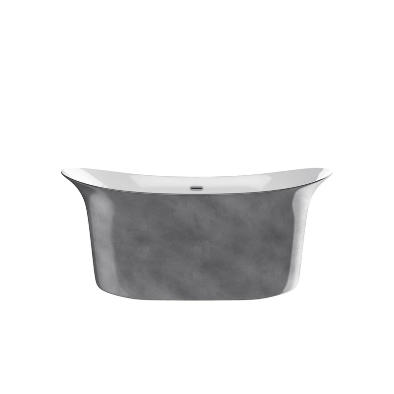 Arvo White High-gloss  Center Drain Acrylic Free-standing Tub