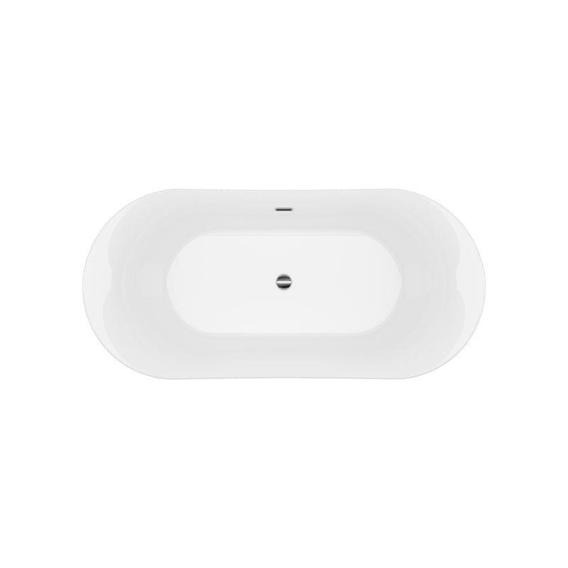 Arvo White High-gloss  Center Drain Acrylic Free-standing Tub