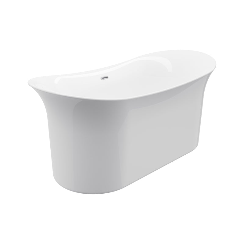 Arvo White High-gloss  Center Drain Acrylic Free-standing Tub