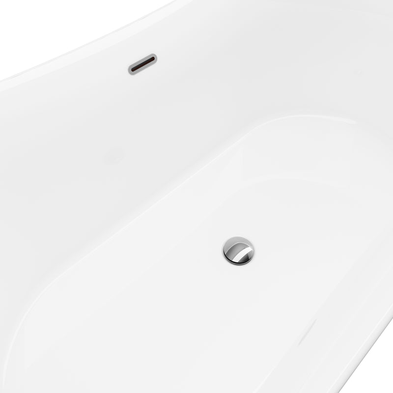 Arvo White High-gloss  Center Drain Acrylic Free-standing Tub