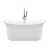 Arvo White High-gloss  Center Drain Acrylic Free-standing Tub