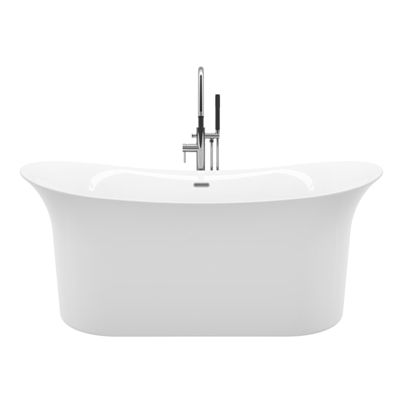 Arvo White High-gloss  Center Drain Acrylic Free-standing Tub