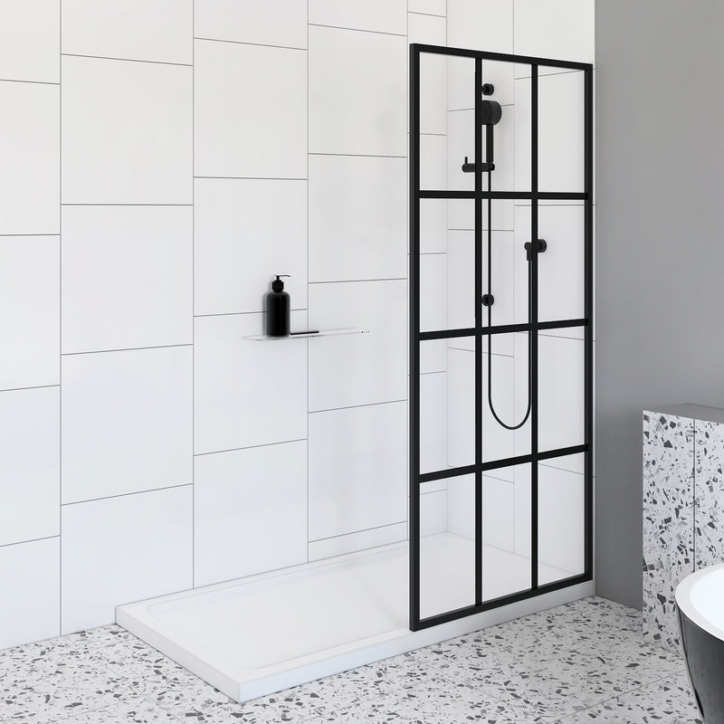 August Black Matte Rectangular Alcove Pivot Door Shower