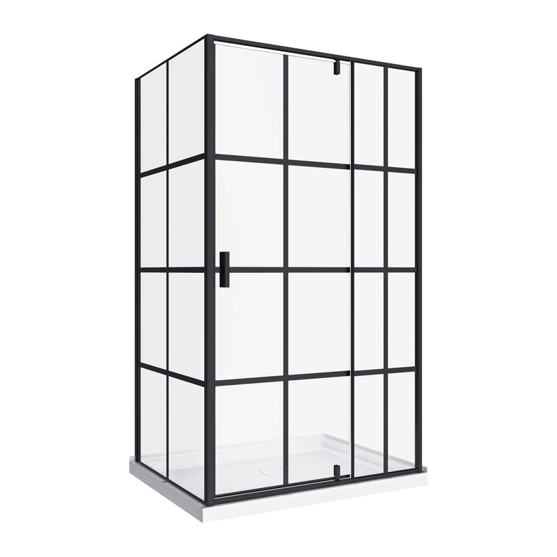 August Black Matte Rectangular Alcove Pivot Door Shower