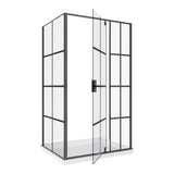 August Black Matte Rectangular Alcove Pivot Door Shower