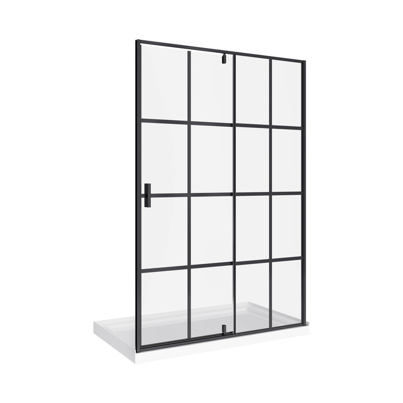 August Black Matte Rectangular Alcove Pivot Door Shower