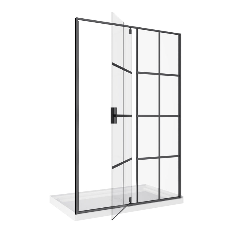 August Black Matte Rectangular Alcove Pivot Door Shower