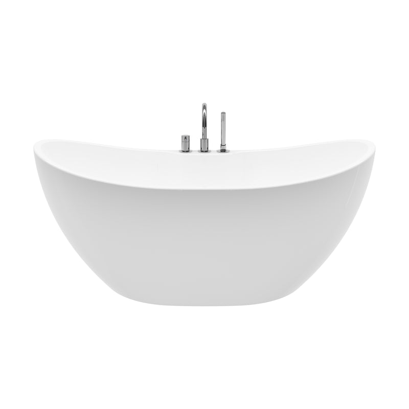 Bryce White High-gloss  Center Drain Acrylic Free-standing Tub