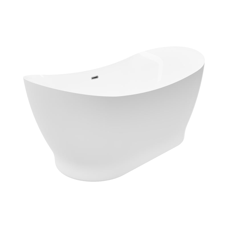 Carmel White High-gloss  Center Drain Acrylic Free-standing Tub