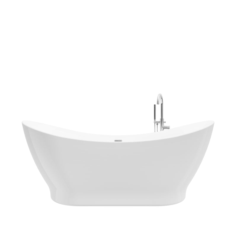 Carmel White High-gloss  Center Drain Acrylic Free-standing Tub