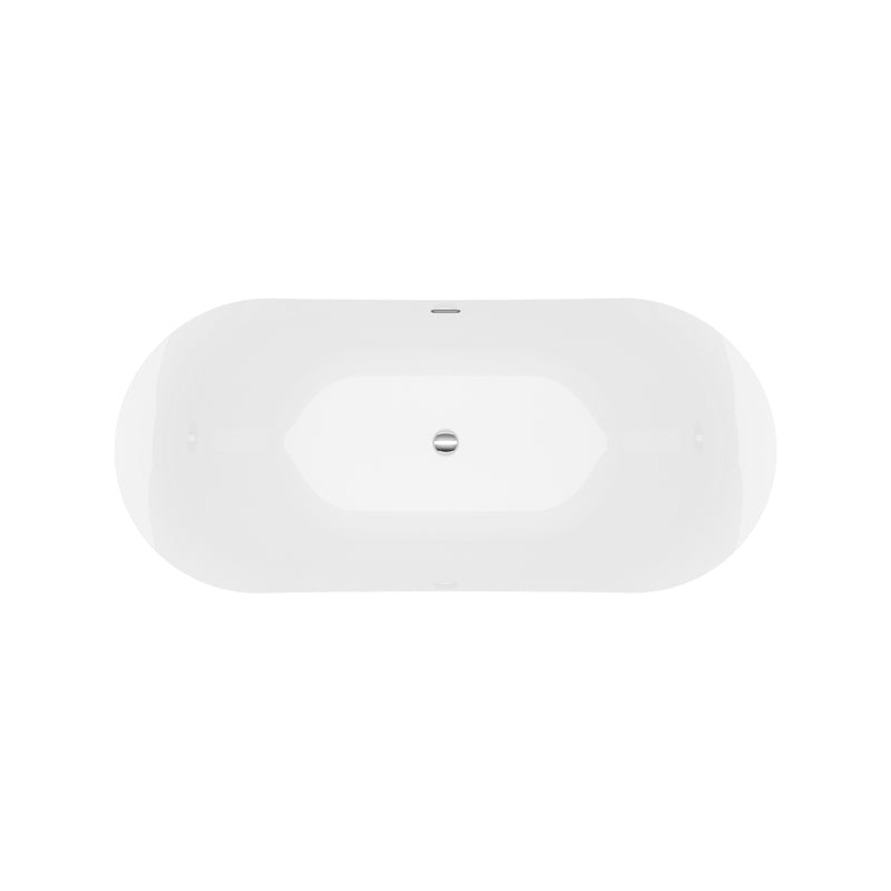 Carmel White High-gloss  Center Drain Acrylic Free-standing Tub