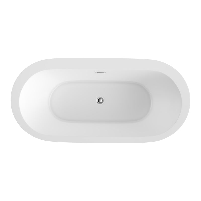 Cosmo White High-gloss  Center Drain Acrylic Free-standing Tub