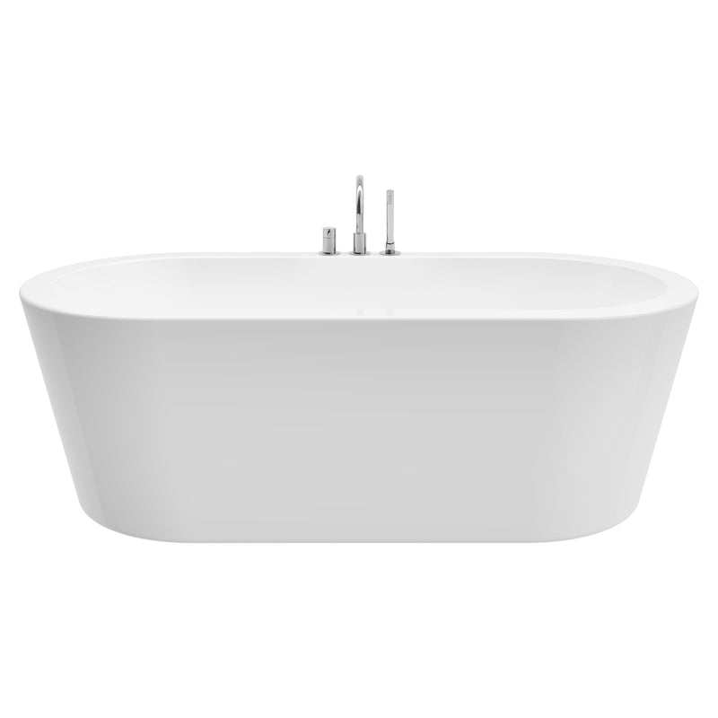 Cosmo White High-gloss  Center Drain Acrylic Free-standing Tub