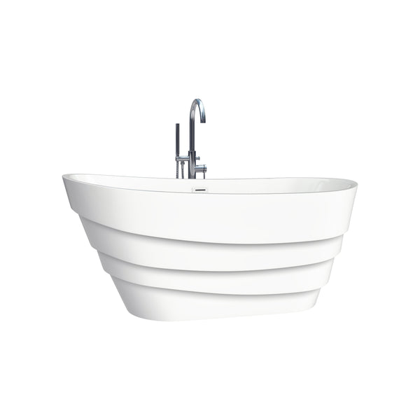 Daryl White High-gloss  Center Drain Acrylic Free-standing Tub