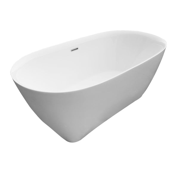 Donal White High-gloss  Center Drain Acrylic Free-standing Tub