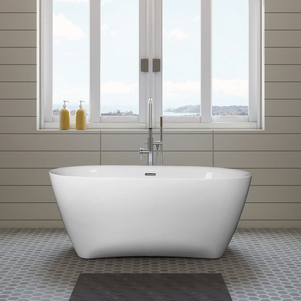 Donal White High-gloss  Center Drain Acrylic Free-standing Tub