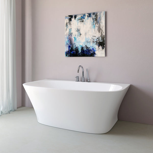 Durwood White High-gloss  Center Drain Acrylic Free-standing Tub