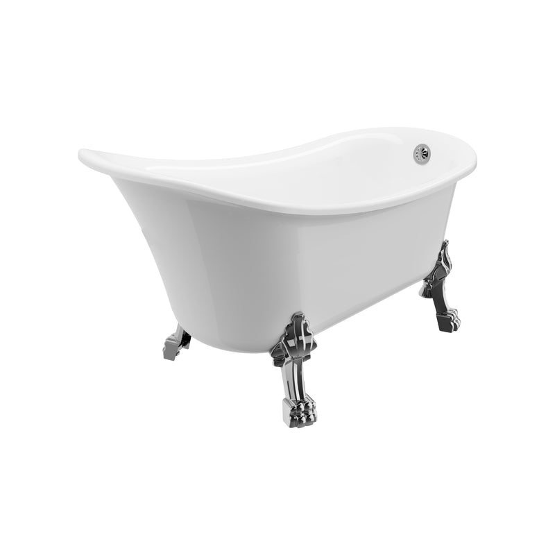 Edwin White High-gloss  Reversible Drain Acrylic Clawfoot Tub