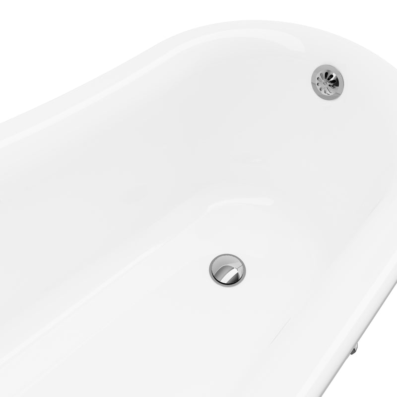 Edwin White High-gloss  Reversible Drain Acrylic Clawfoot Tub