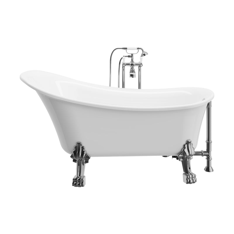 Edwin White High-gloss  Reversible Drain Acrylic Clawfoot Tub