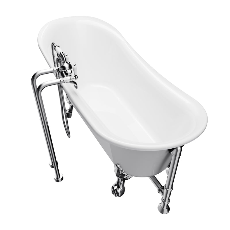 Edwin White High-gloss  Reversible Drain Acrylic Clawfoot Tub