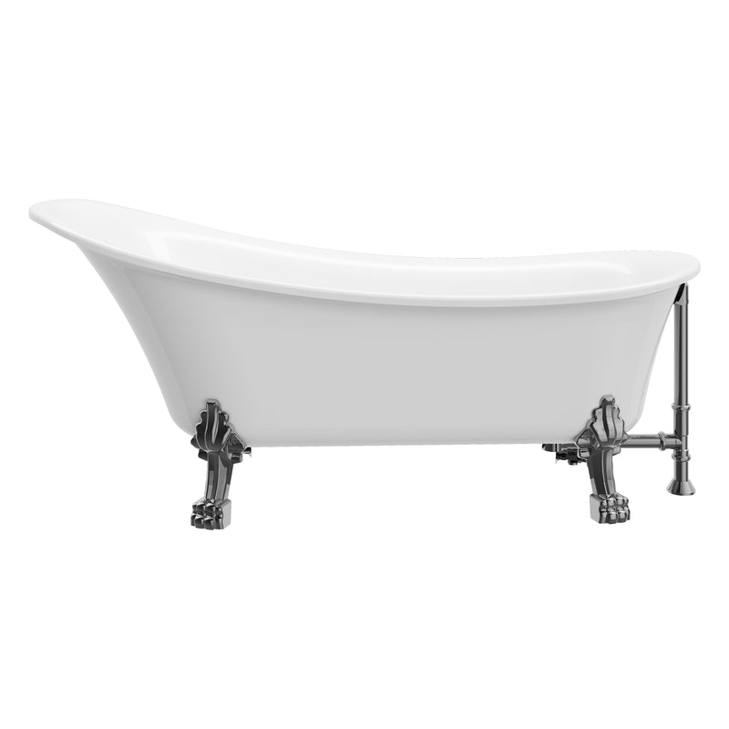 Edwin White High-gloss  Reversible Drain Acrylic Clawfoot Tub