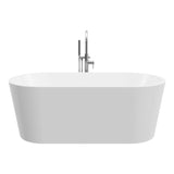 Garth White High-gloss  Center Drain Acrylic Free-standing Tub