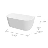 Gilmore White High-gloss  Center Drain Acrylic Free-standing Tub