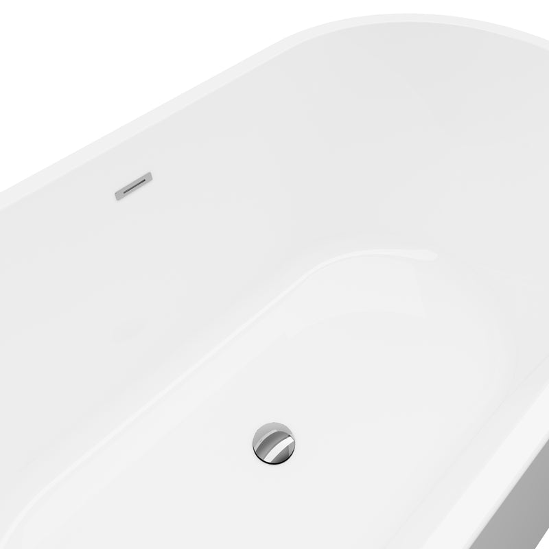 Gilmore White High-gloss  Center Drain Acrylic Free-standing Tub