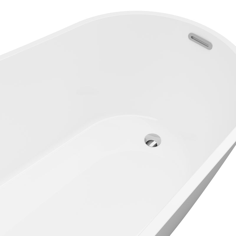 Glenwood White High-gloss  Reversible Drain Acrylic Free-standing Tub