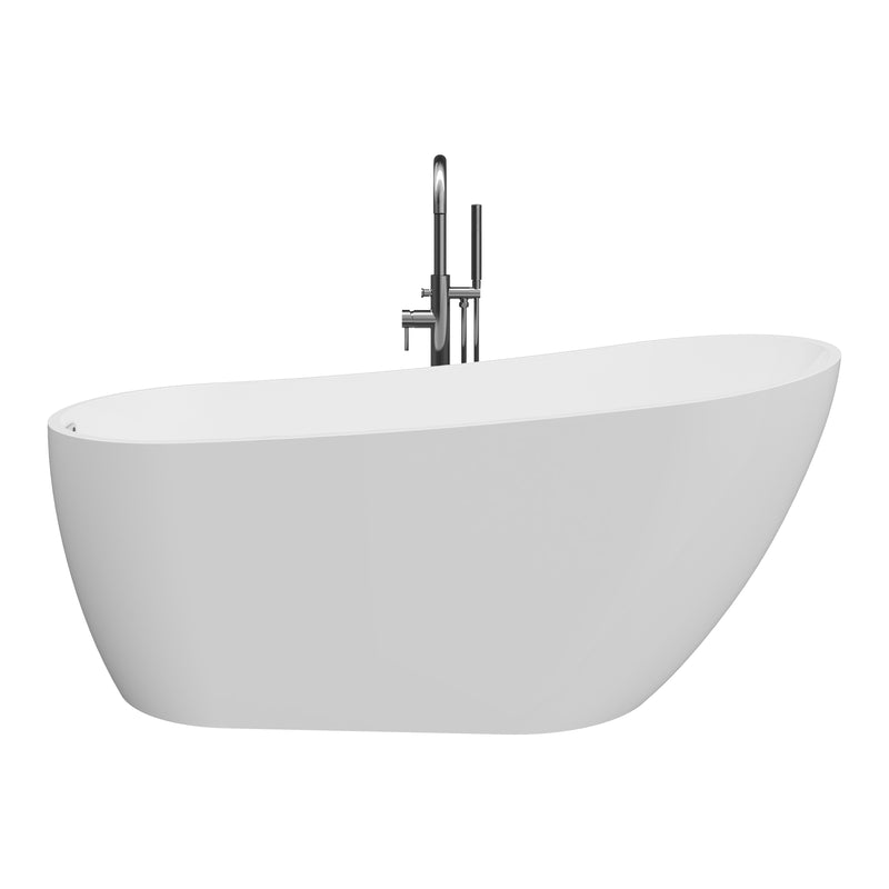 Glenwood White High-gloss  Reversible Drain Acrylic Free-standing Tub