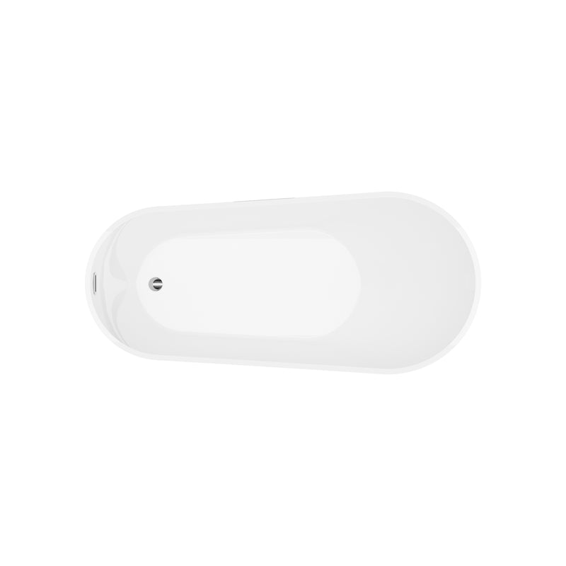 Glenwood White High-gloss  Reversible Drain Acrylic Free-standing Tub