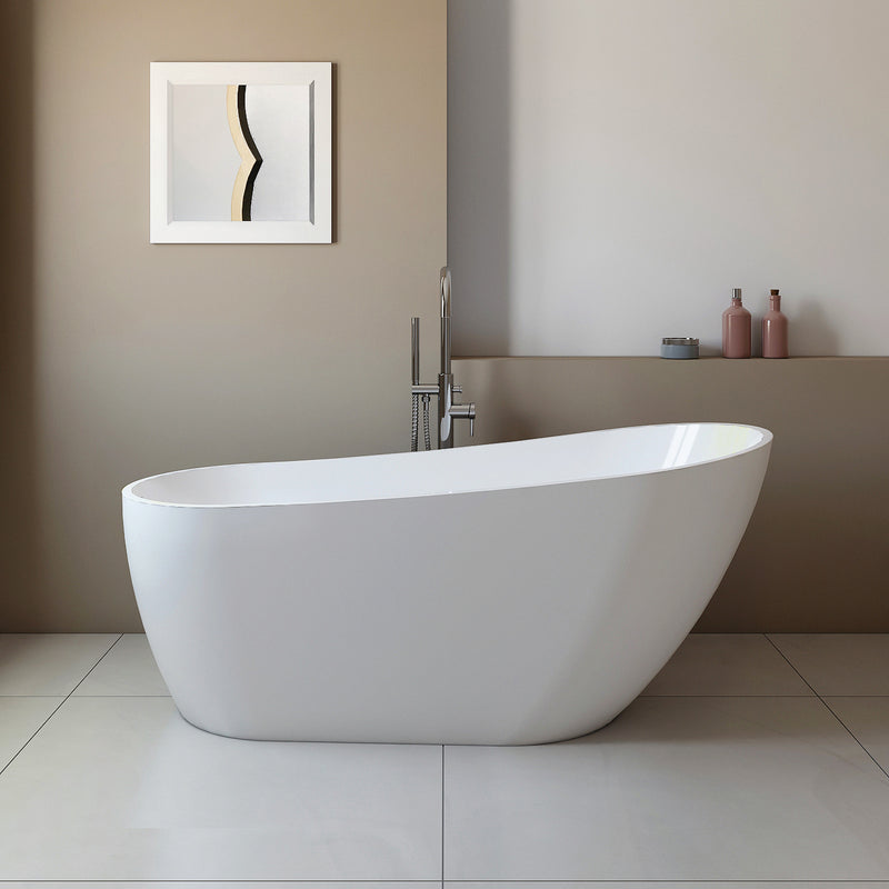 Glenwood White High-gloss  Reversible Drain Acrylic Free-standing Tub