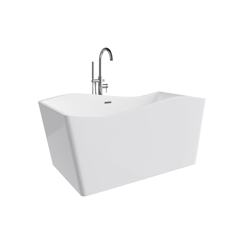 Glynn White High-gloss  Center Drain Acrylic Free-standing Tub