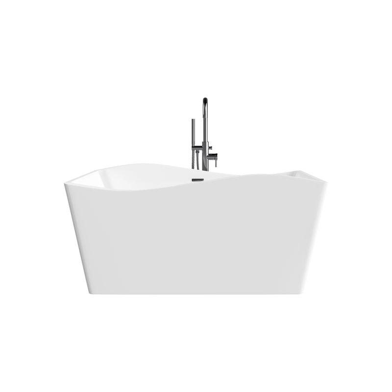 Glynn White High-gloss  Center Drain Acrylic Free-standing Tub