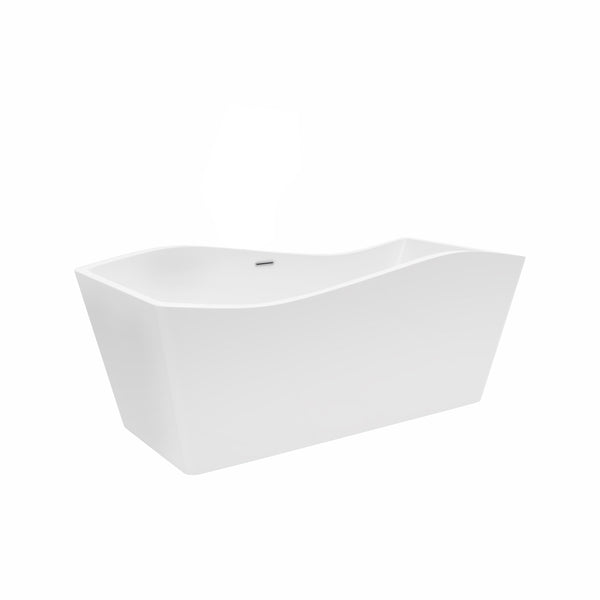 Glynn White High-gloss  Center Drain Acrylic Free-standing Tub