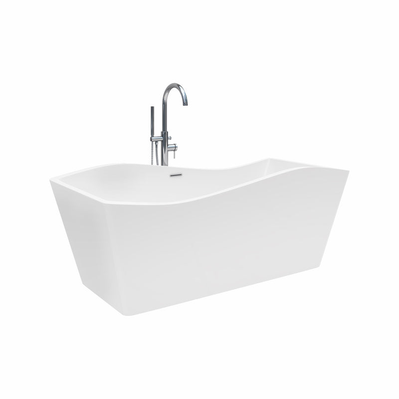 Glynn White High-gloss  Center Drain Acrylic Free-standing Tub