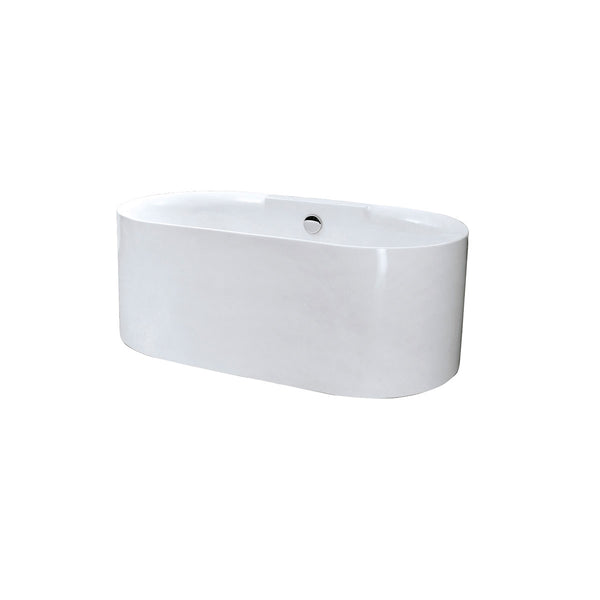 Kevin White High-gloss  Back-Center Drain Acrylic Free-standing Tub