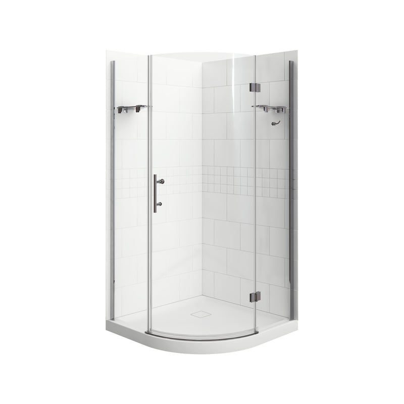 Leonard Polished Chrome Neo Round Corner Pivot Door Shower