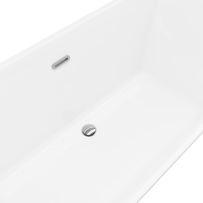 Lynwood White High-gloss  Center Drain Acrylic Free-standing Tub