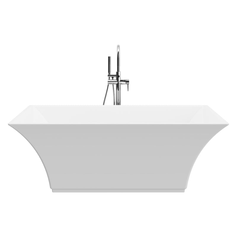 Lynwood White High-gloss  Center Drain Acrylic Free-standing Tub