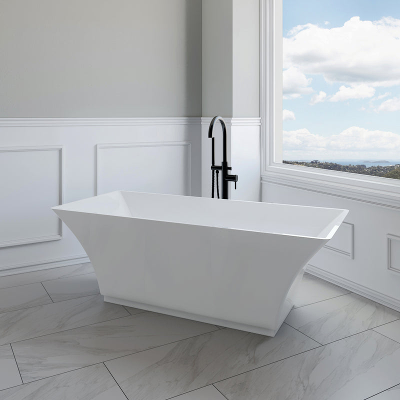 Lynwood White High-gloss  Center Drain Acrylic Free-standing Tub