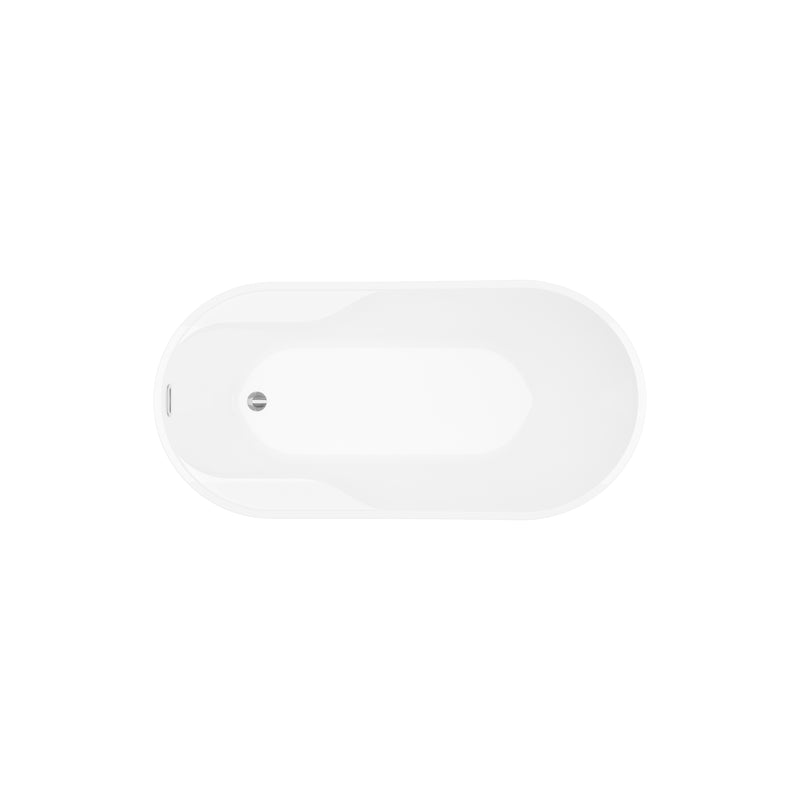 Nello White High-gloss  Reversible Drain Acrylic Free-standing Tub